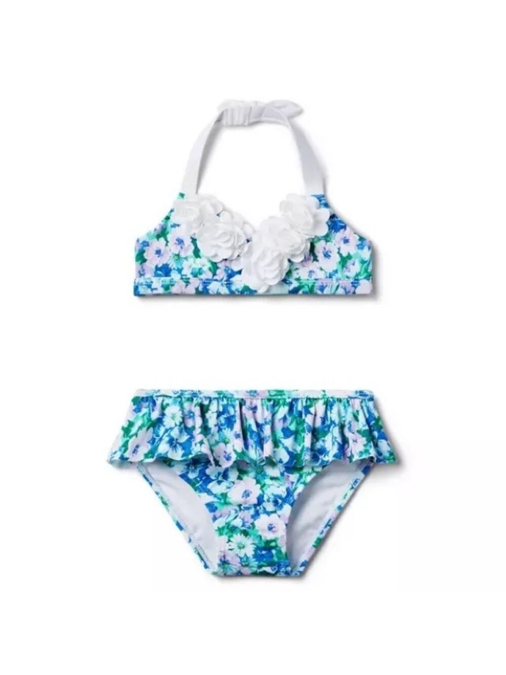 Janie and Jack Periwinkle Floral Recycled Rosette Swimsuit Two Piece Bikini 2T